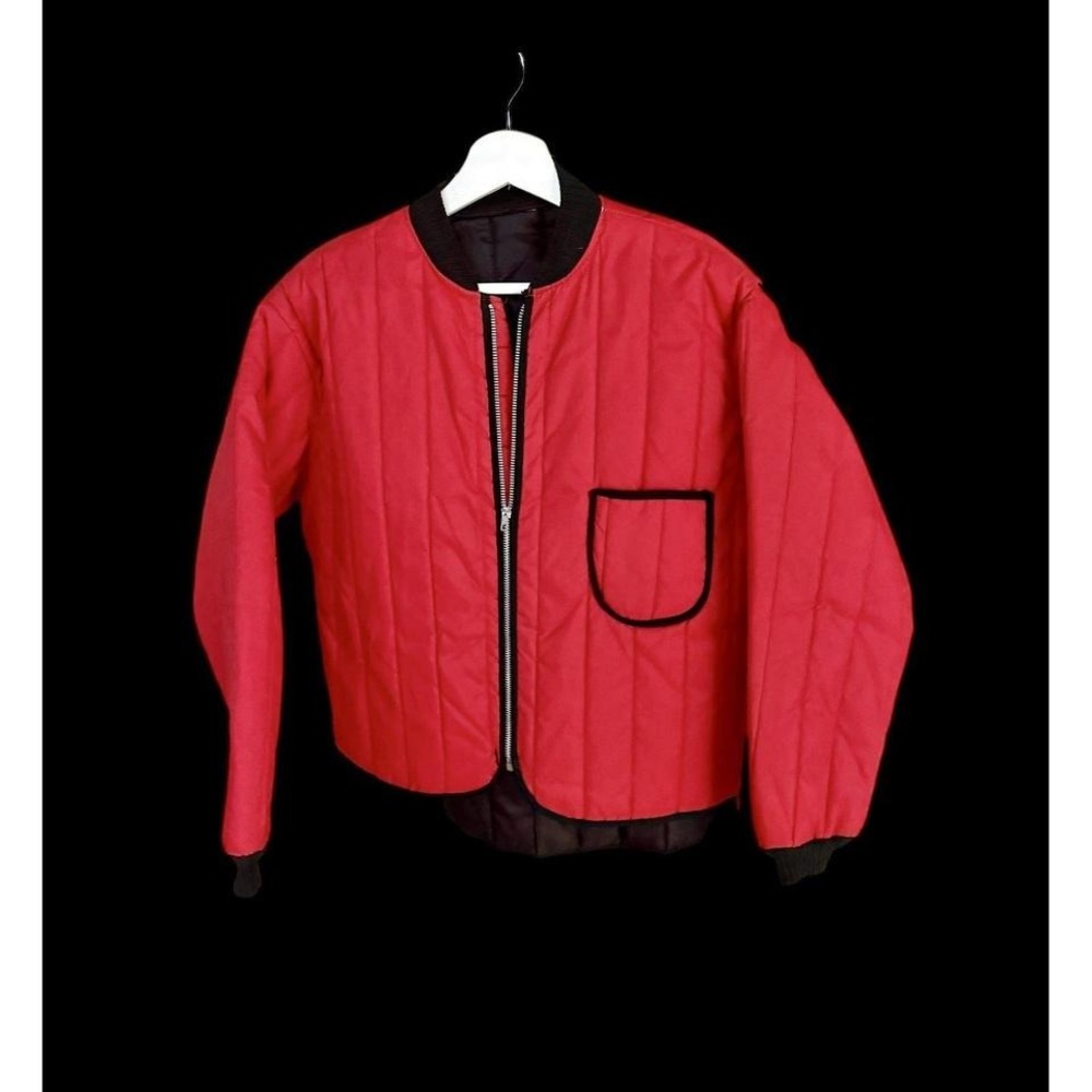 Vintage 60's Red Liner Zip Pocket Jacket Sz Medium Distressed